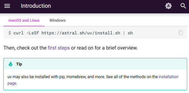 uv installation script